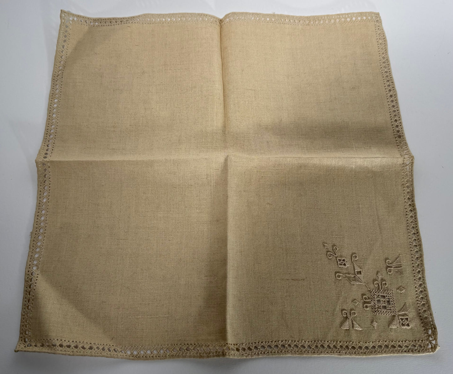 Set of 4 Italian Embroidered Linen Napkins