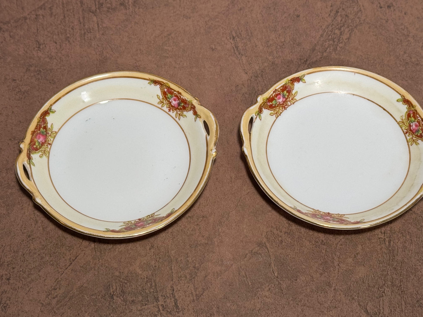 Set of 2 Hand-painted Nippon Butter Pats with Roses