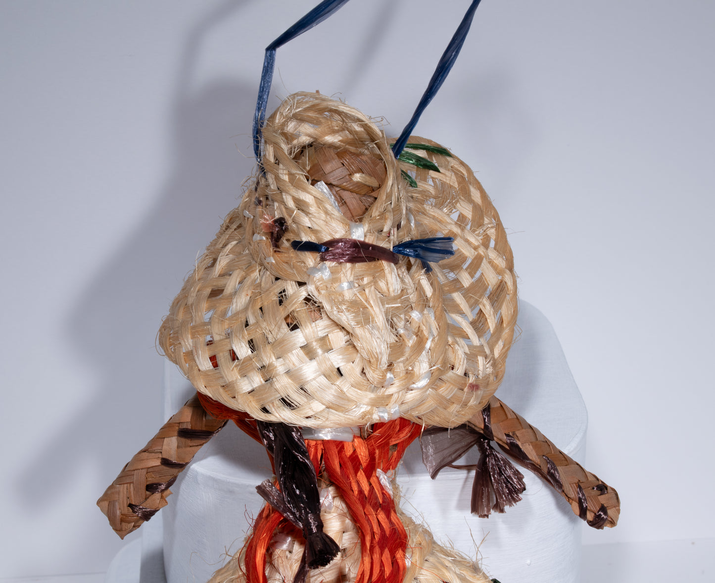 Vintage Bahamas Straw Doll with Orange Dress