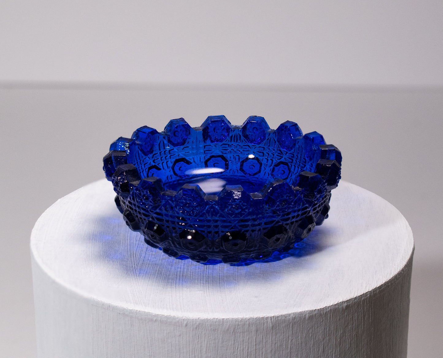 Cobalt Blue Pressed Glass Open Salt Dip