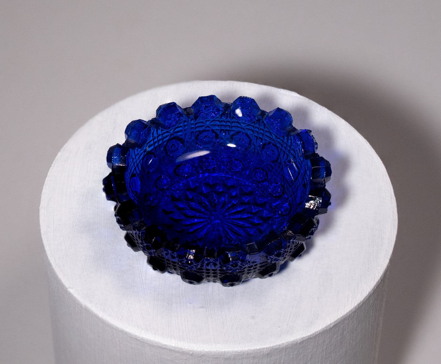 Cobalt Blue Pressed Glass Open Salt Dip