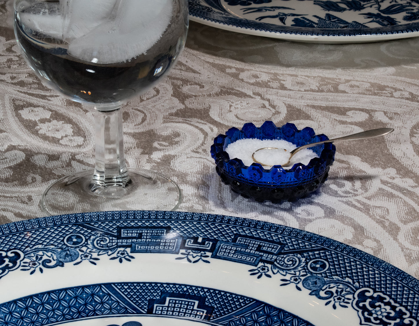 Cobalt Blue Pressed Glass Open Salt Dip