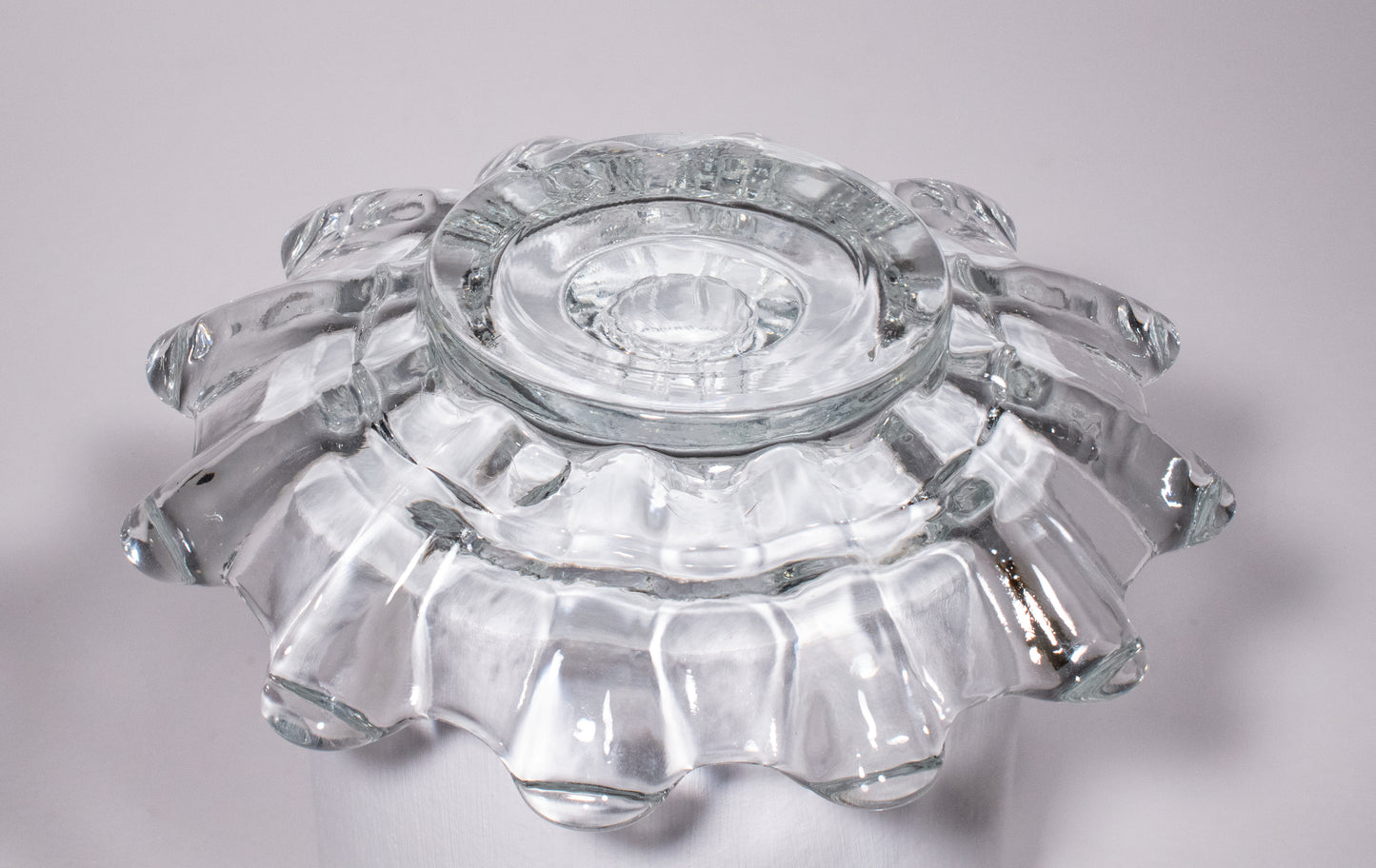 Clear Glass Flower Shaped Taper Candlestick Holder USA