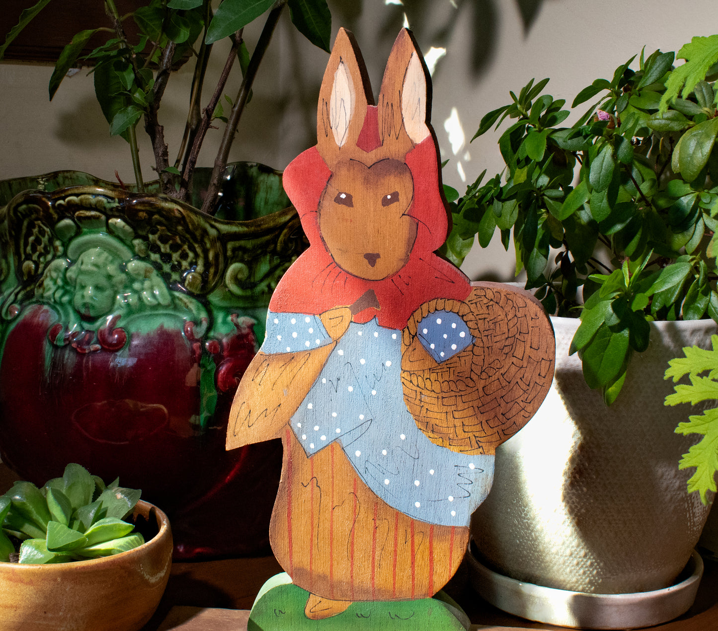 Handmade Wood Folk Art Rabbit