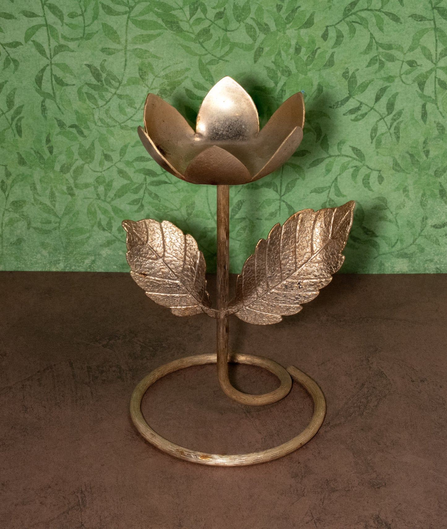 Avon Flower Tulip Etched Metal Candle Holder