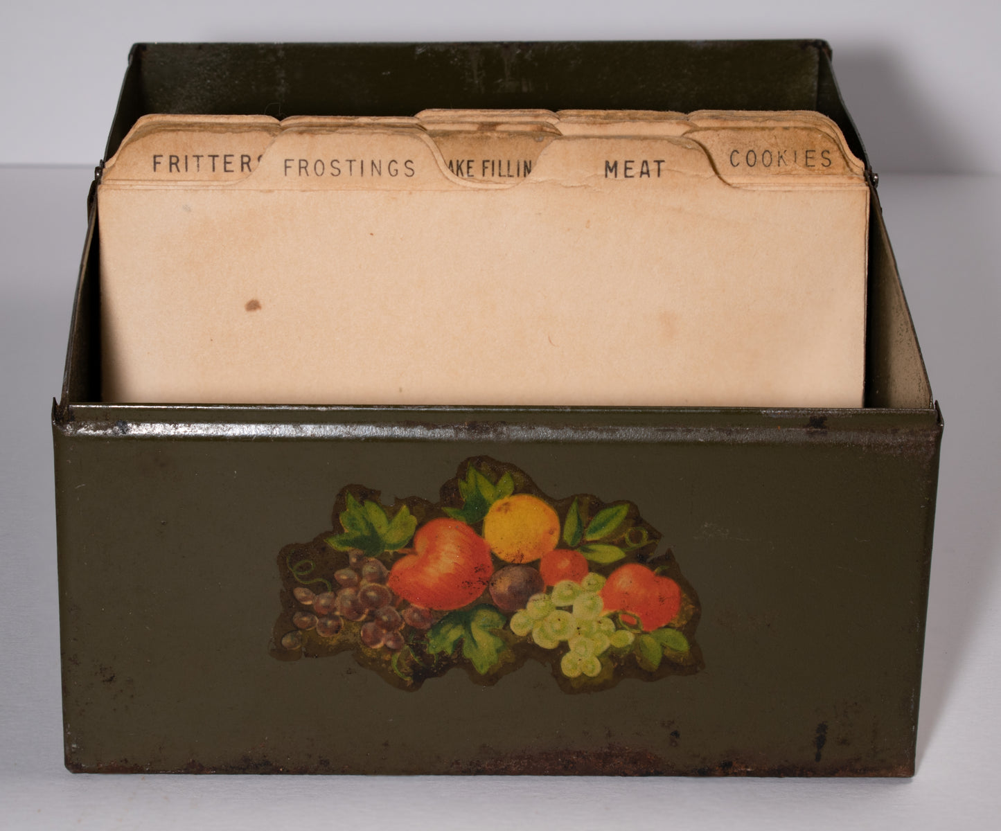 Green Recipe Tin with Fruit