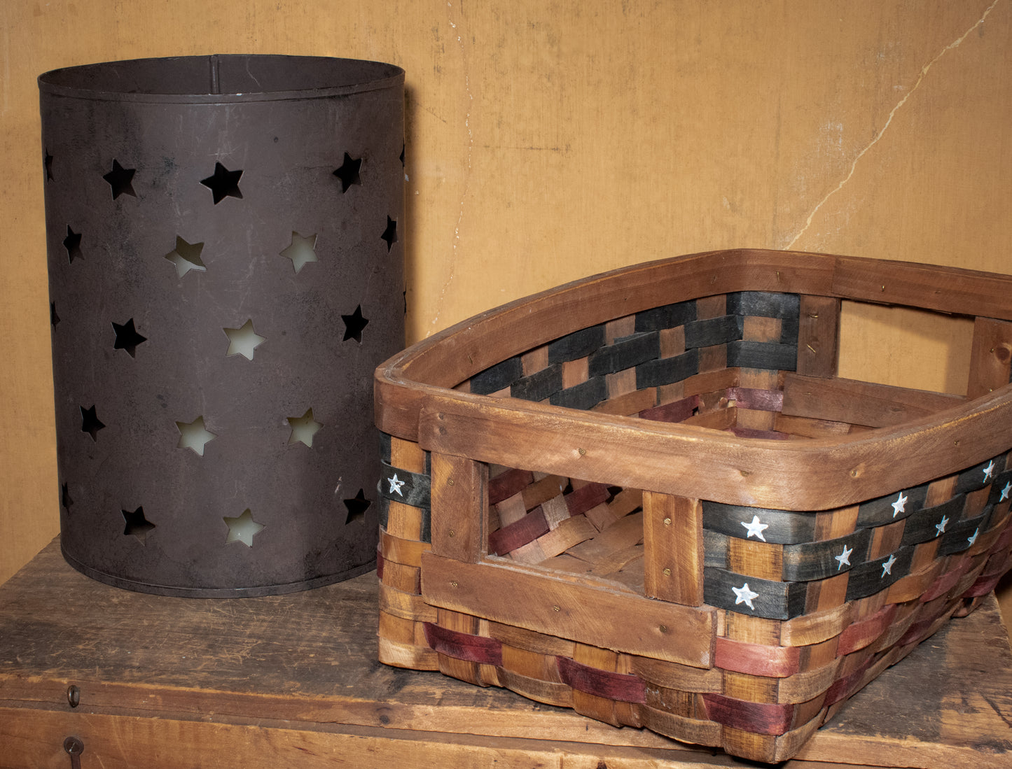 Handmade Stars and Stripes Woven Basket