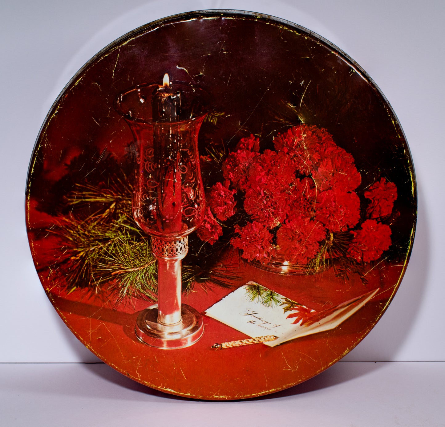 Red Candle Christmas Tin