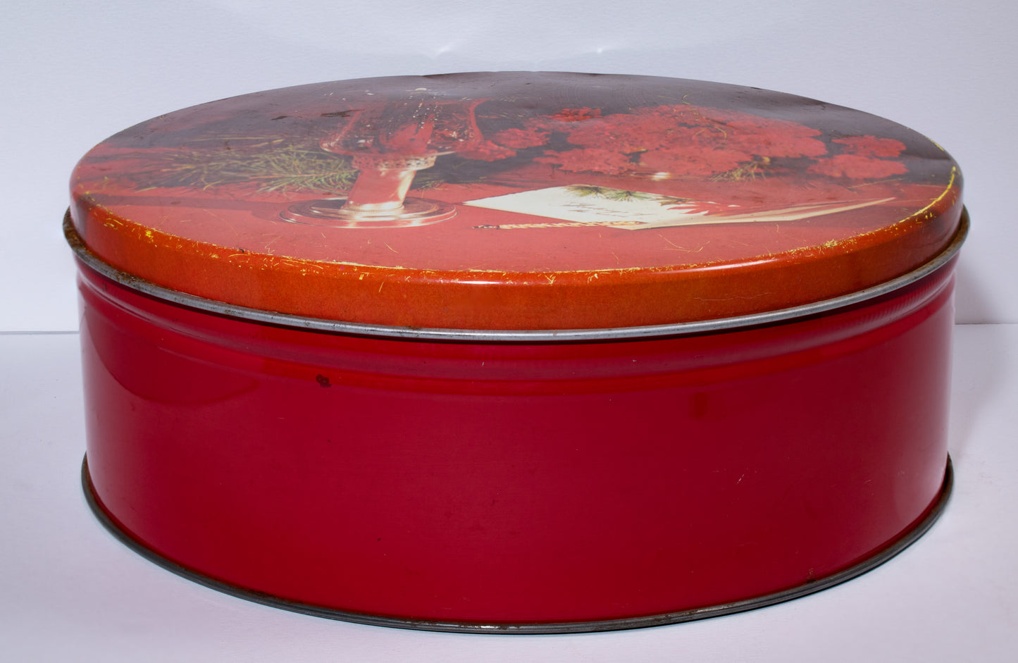 Red Candle Christmas Tin