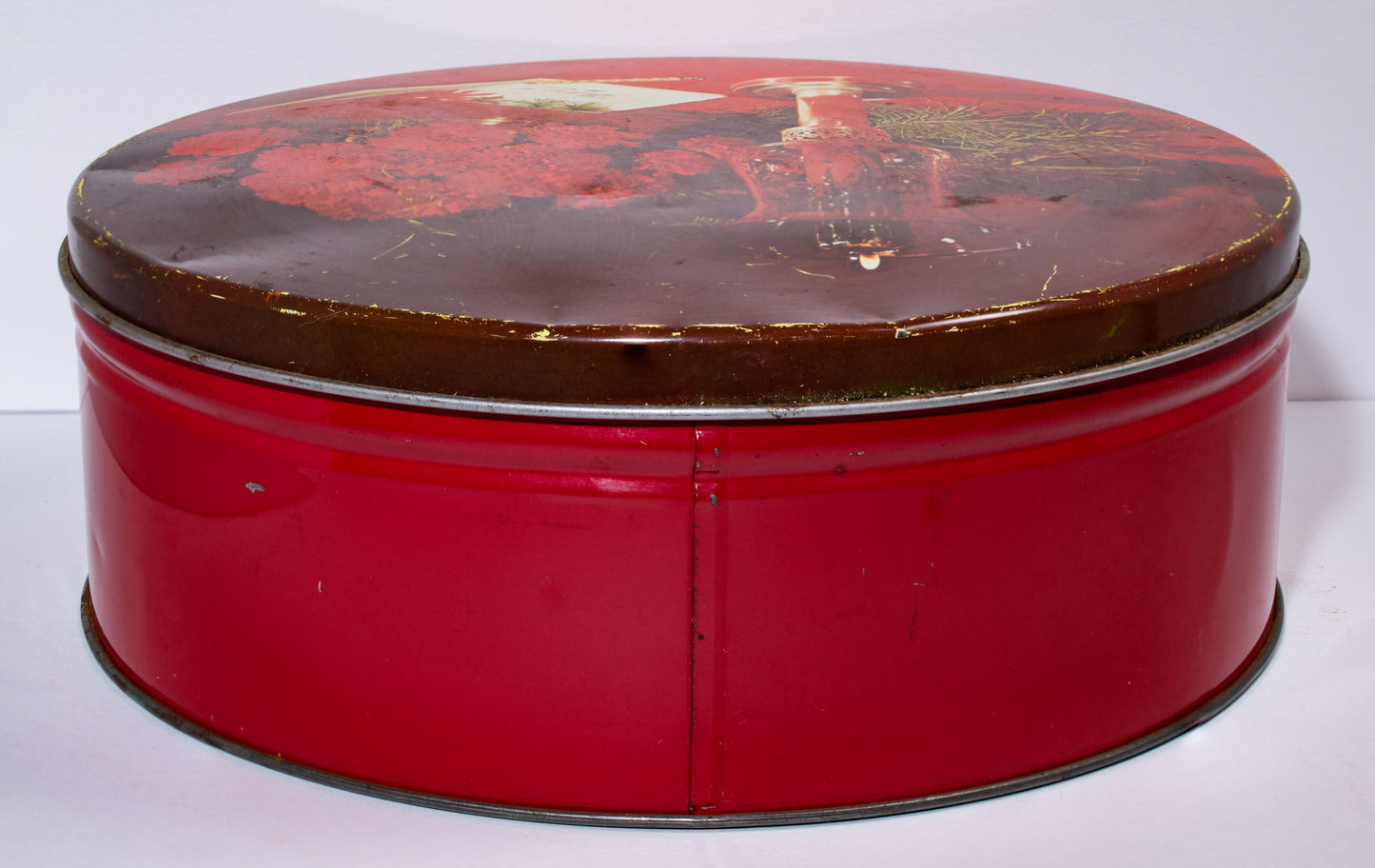 Red Candle Christmas Tin