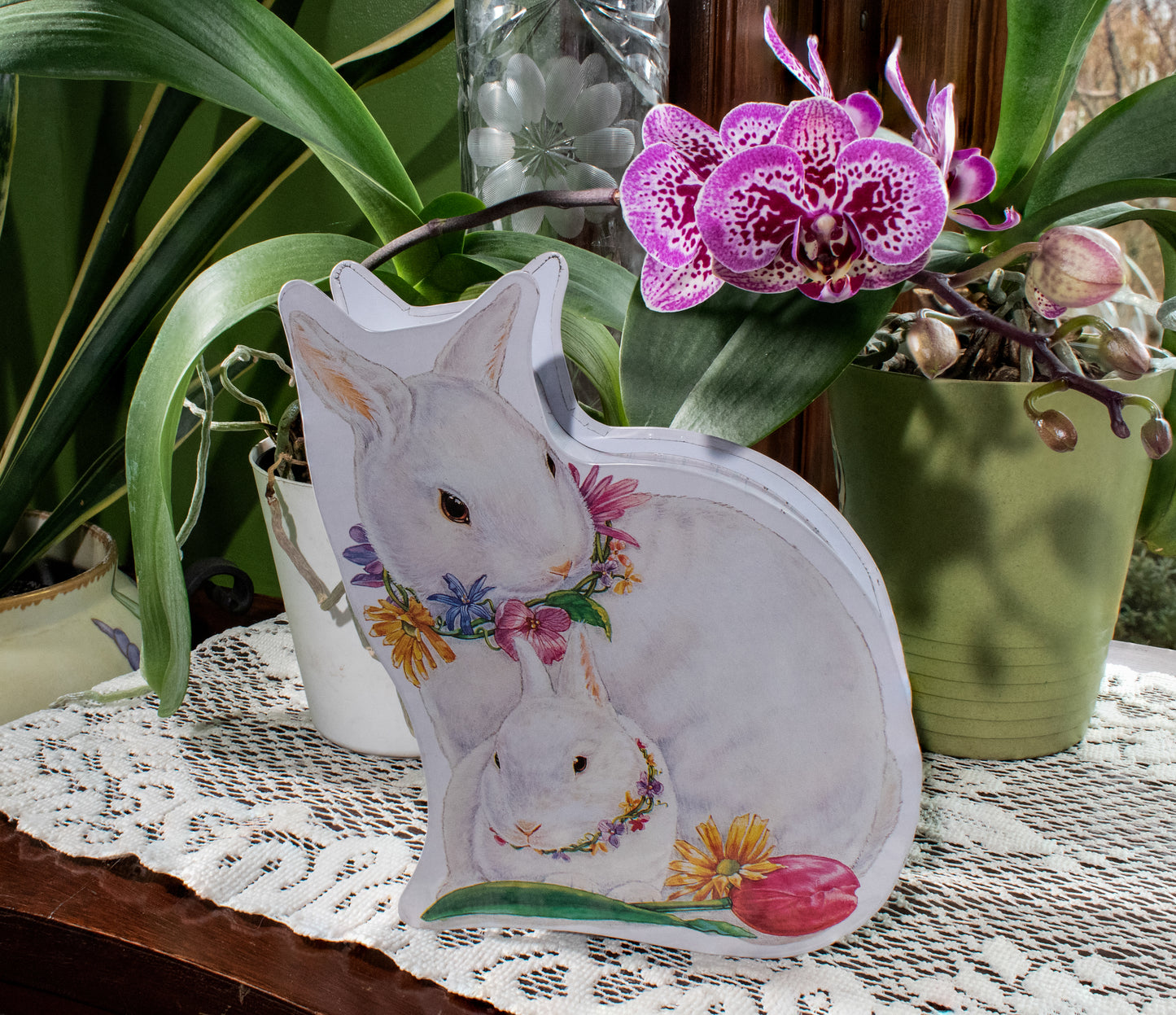Mother and Baby Easter Bunny Tin