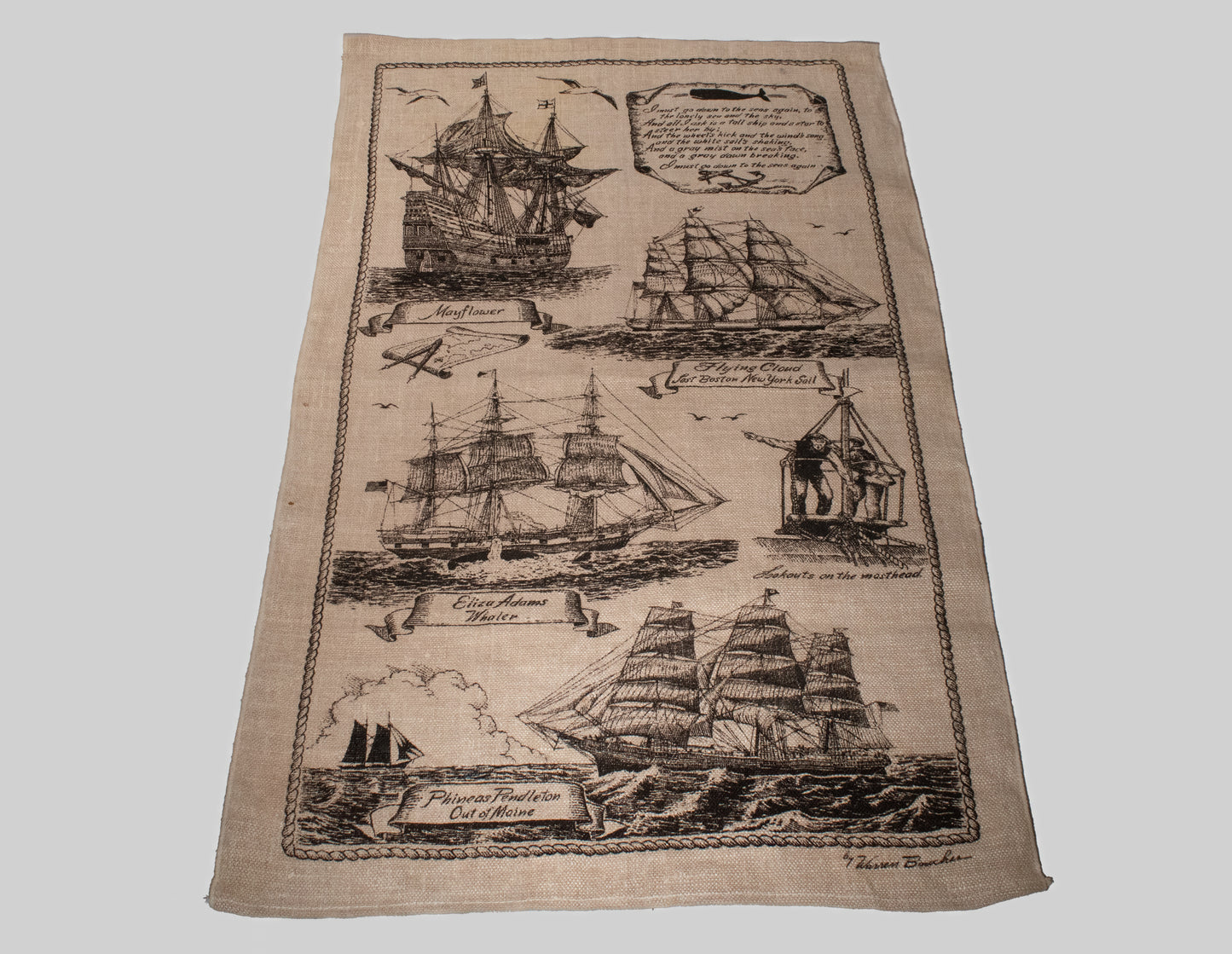 Vintage New England Nautical Tea Towel