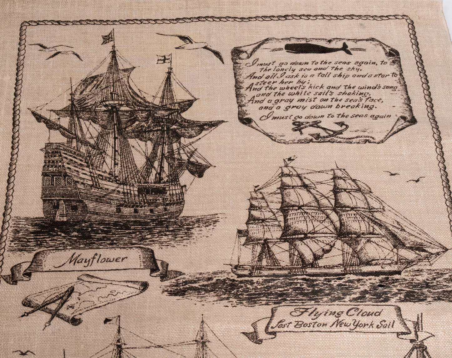 Vintage New England Nautical Tea Towel