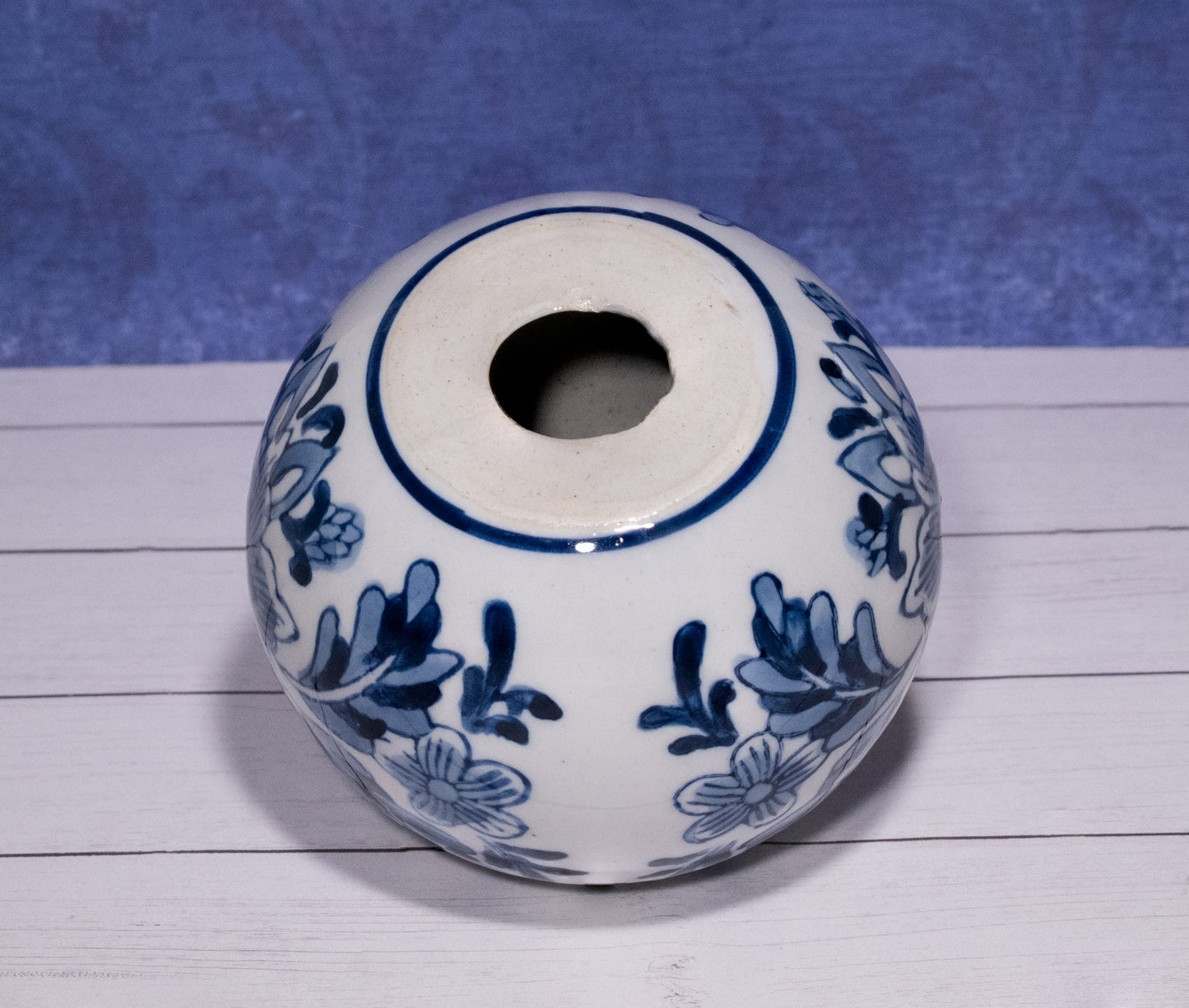 Blue & White Floral Round Tea Light Holder