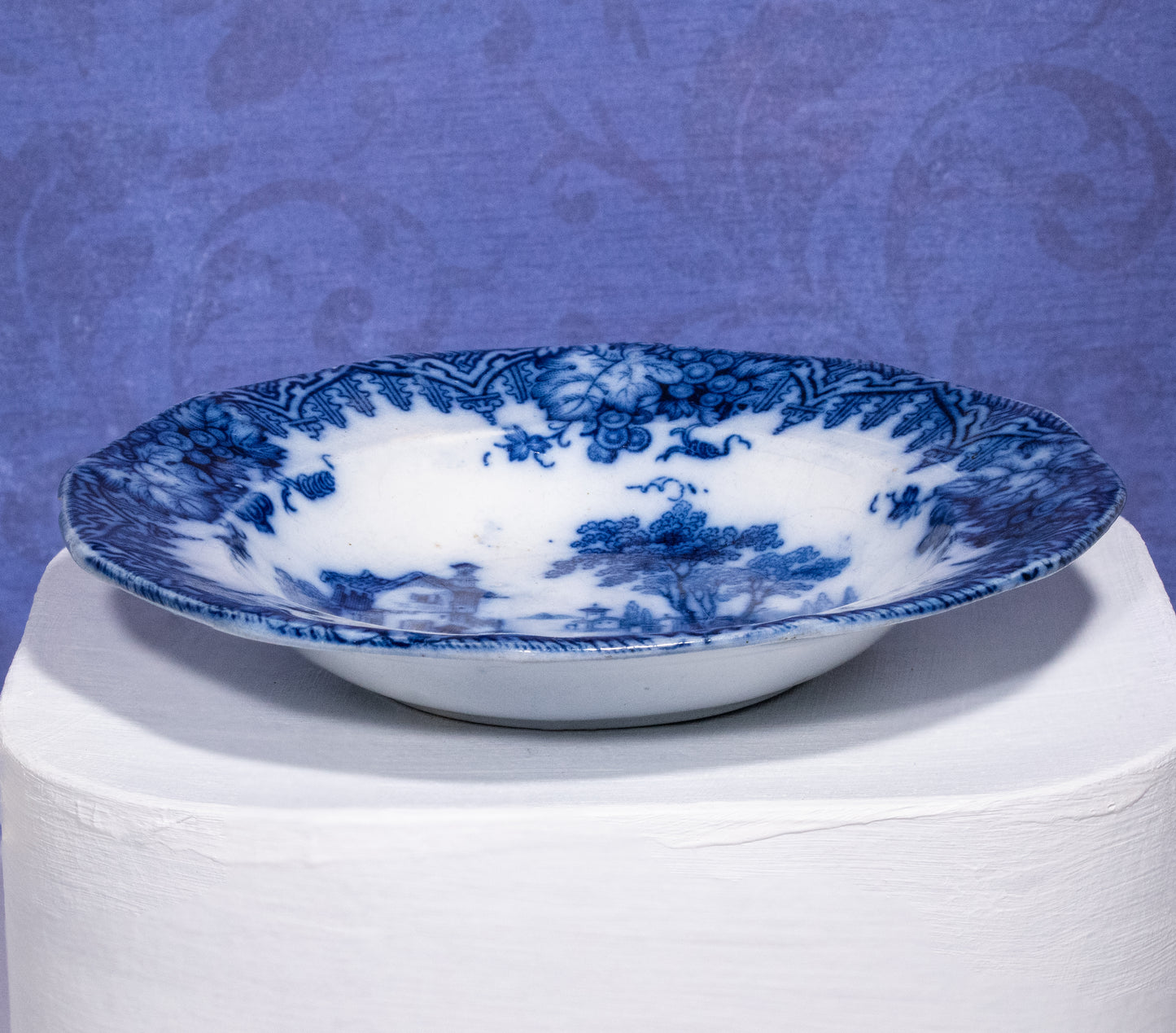 Furnival Ironstone Flow Blue Berry or Dessert Bowl