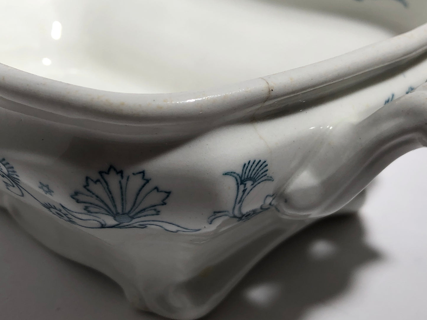 Antique 1890 Ridgways Beaufort Pattern Blue Green Transferware Tureen