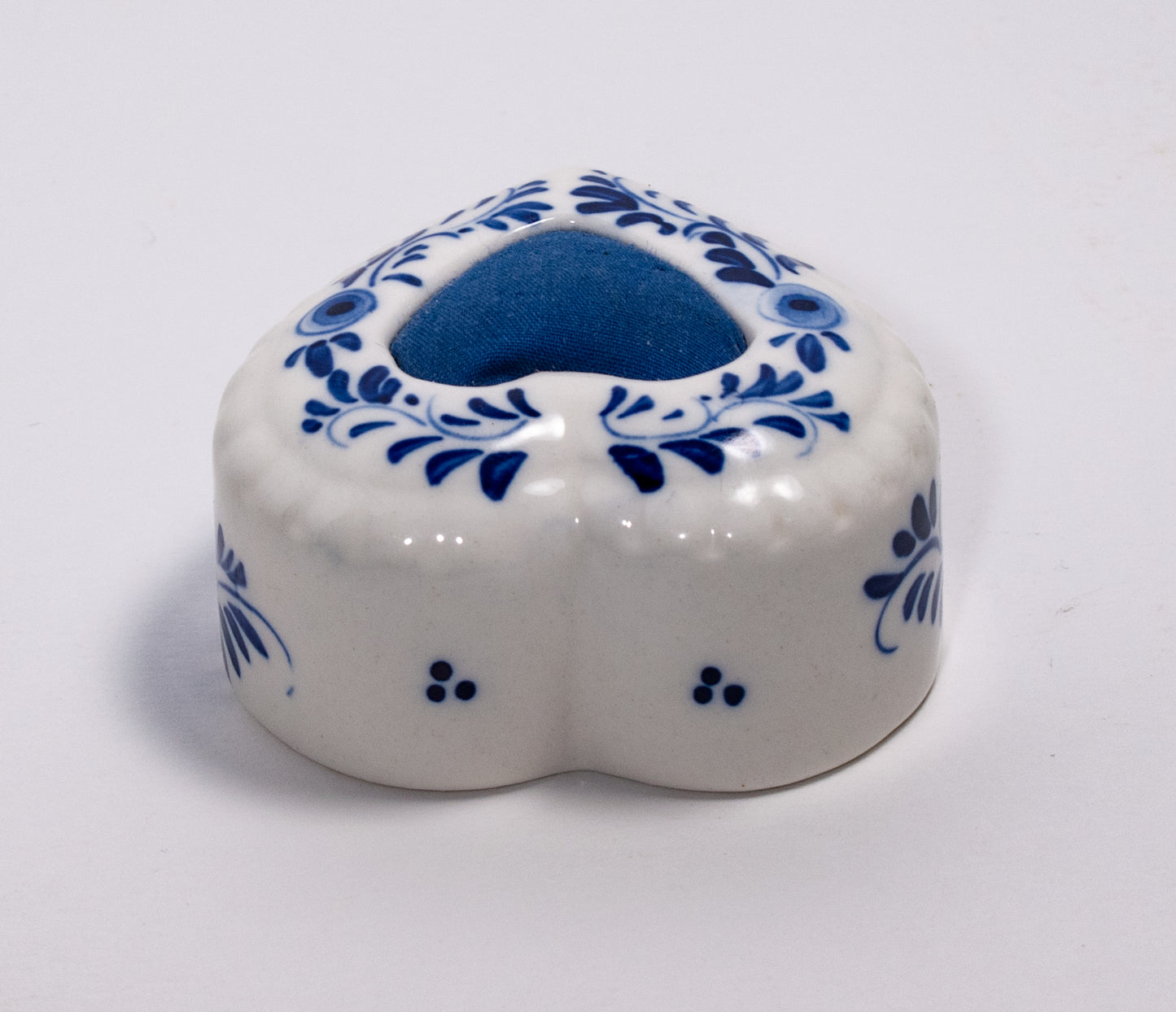 Delft Blue Heart Pincushion