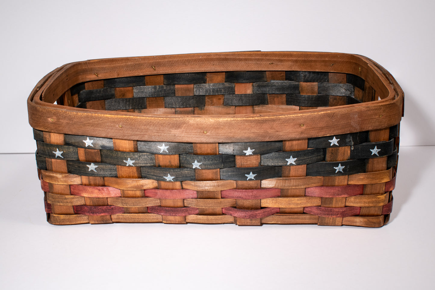 Handmade Stars and Stripes Woven Basket 4th of July