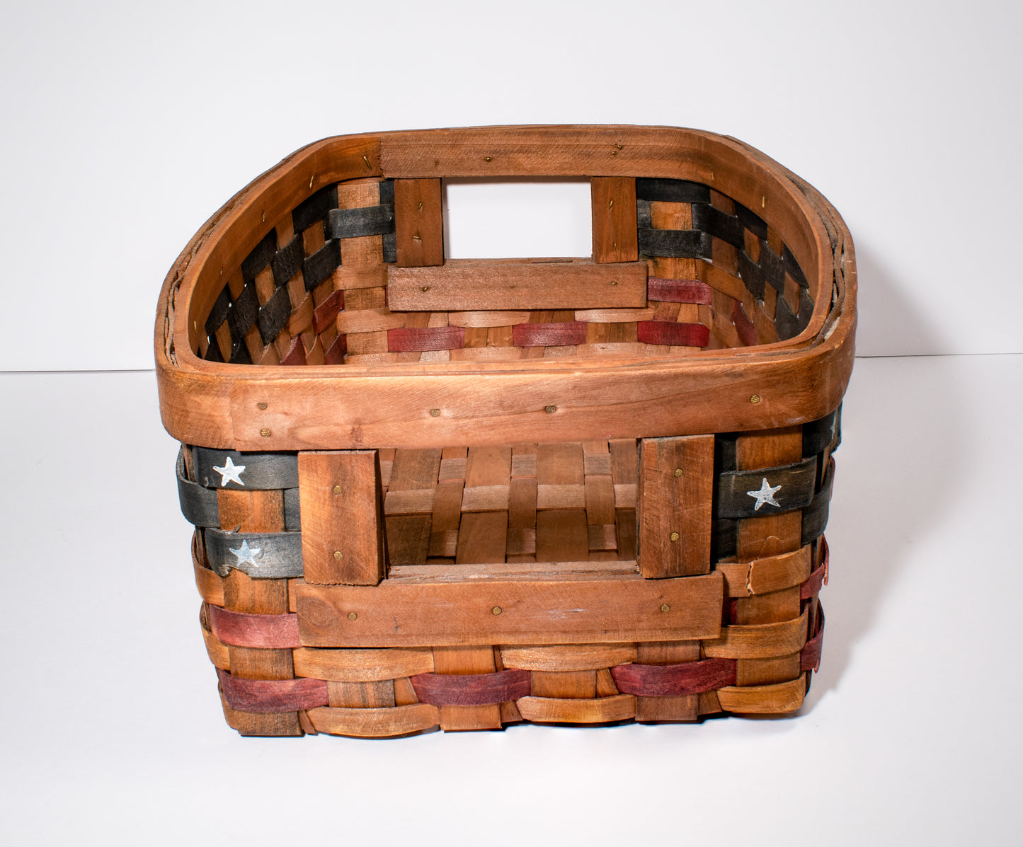 Handmade Stars and Stripes Woven Basket