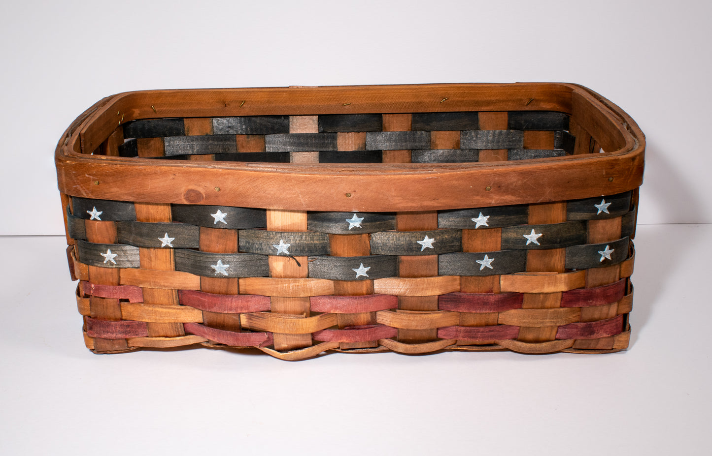 Handmade Stars and Stripes Woven Basket
