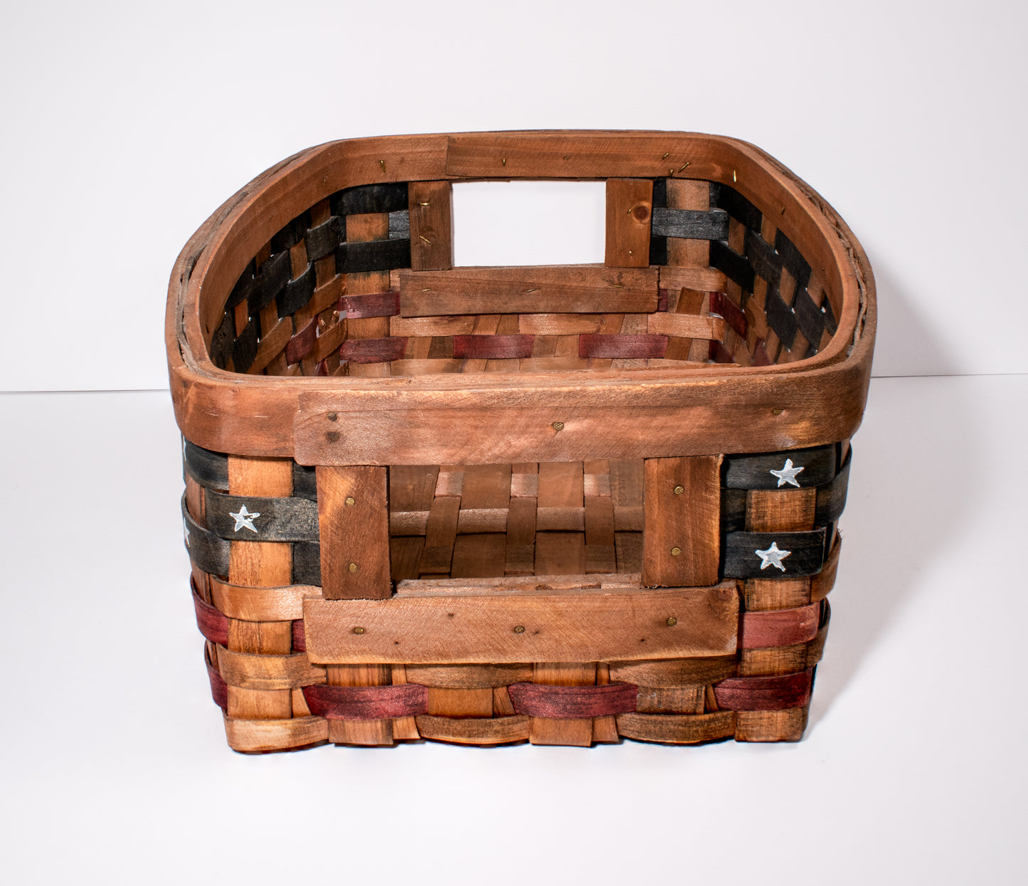 Handmade Stars and Stripes Woven Basket