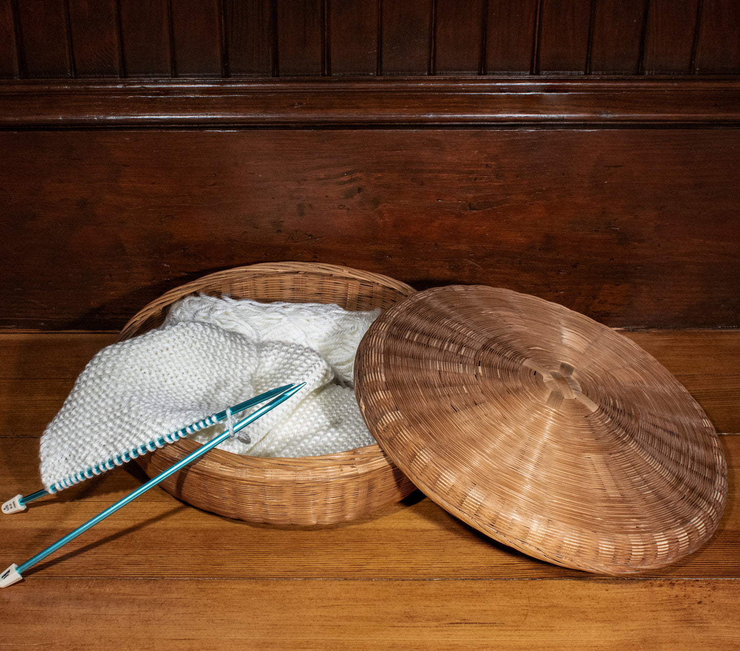 Vintage Woven Sewing Basket