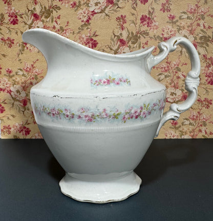 Antique WH Grindley & Co. of England Pink Floral Milk Pitcher