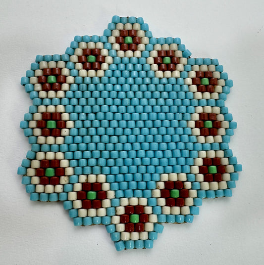 Glass Beaded Floral Hexagon Hot Pad
