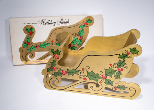 Holt Howard Collapsible Wooden Holiday Christmas Sleigh
