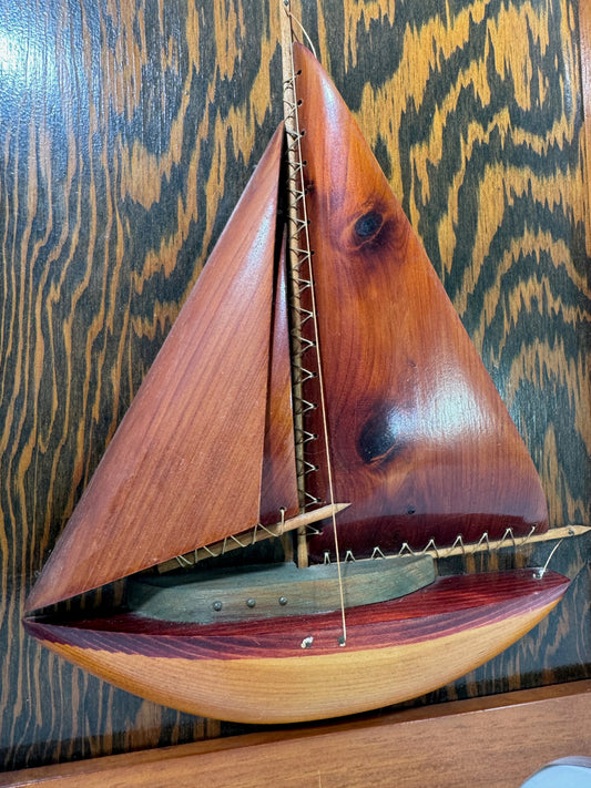 Handcrafted Wooden Sailboat Wall Décor from the Maine State Prison