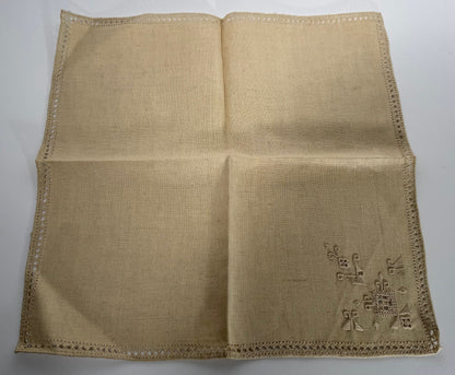 Set of 4 Italian Embroidered Linen Napkins