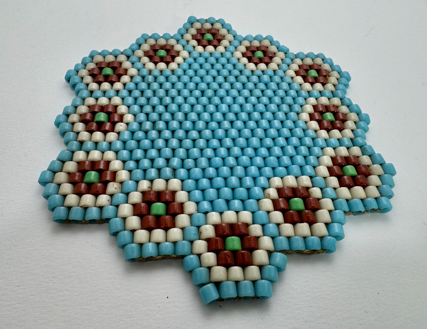 Glass Beaded Floral Hexagon Hot Pad