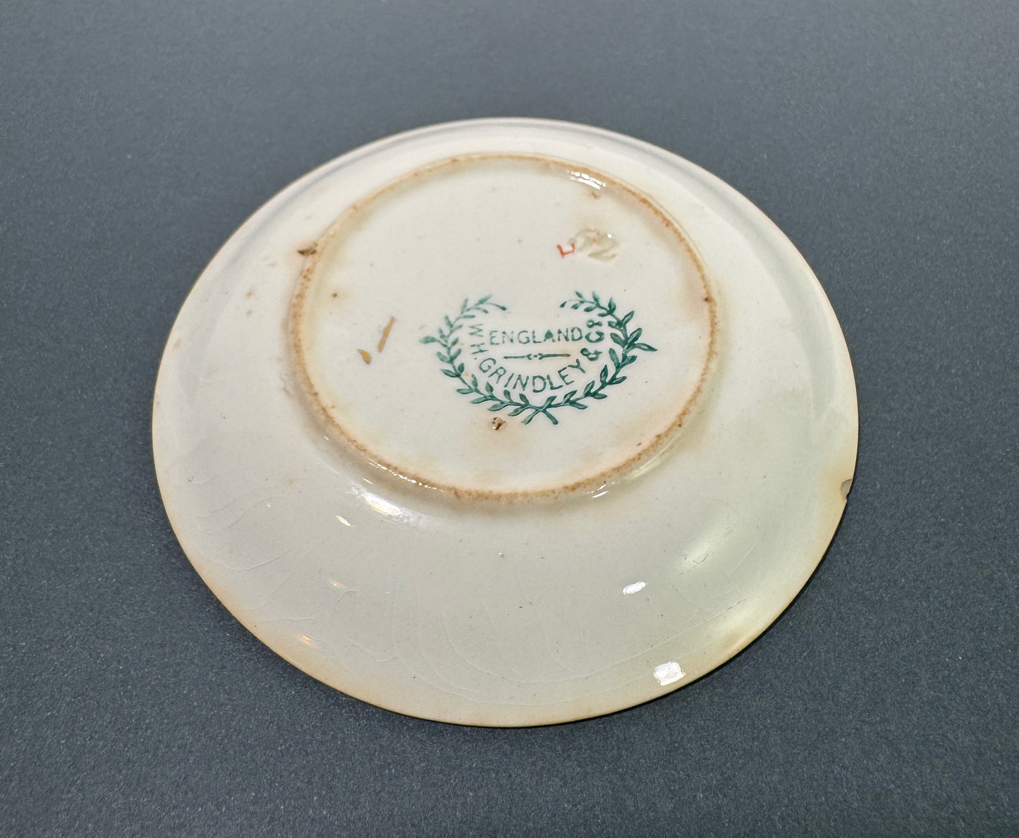 WH Grindley England Butter Pat Yellow Geometric Pattern