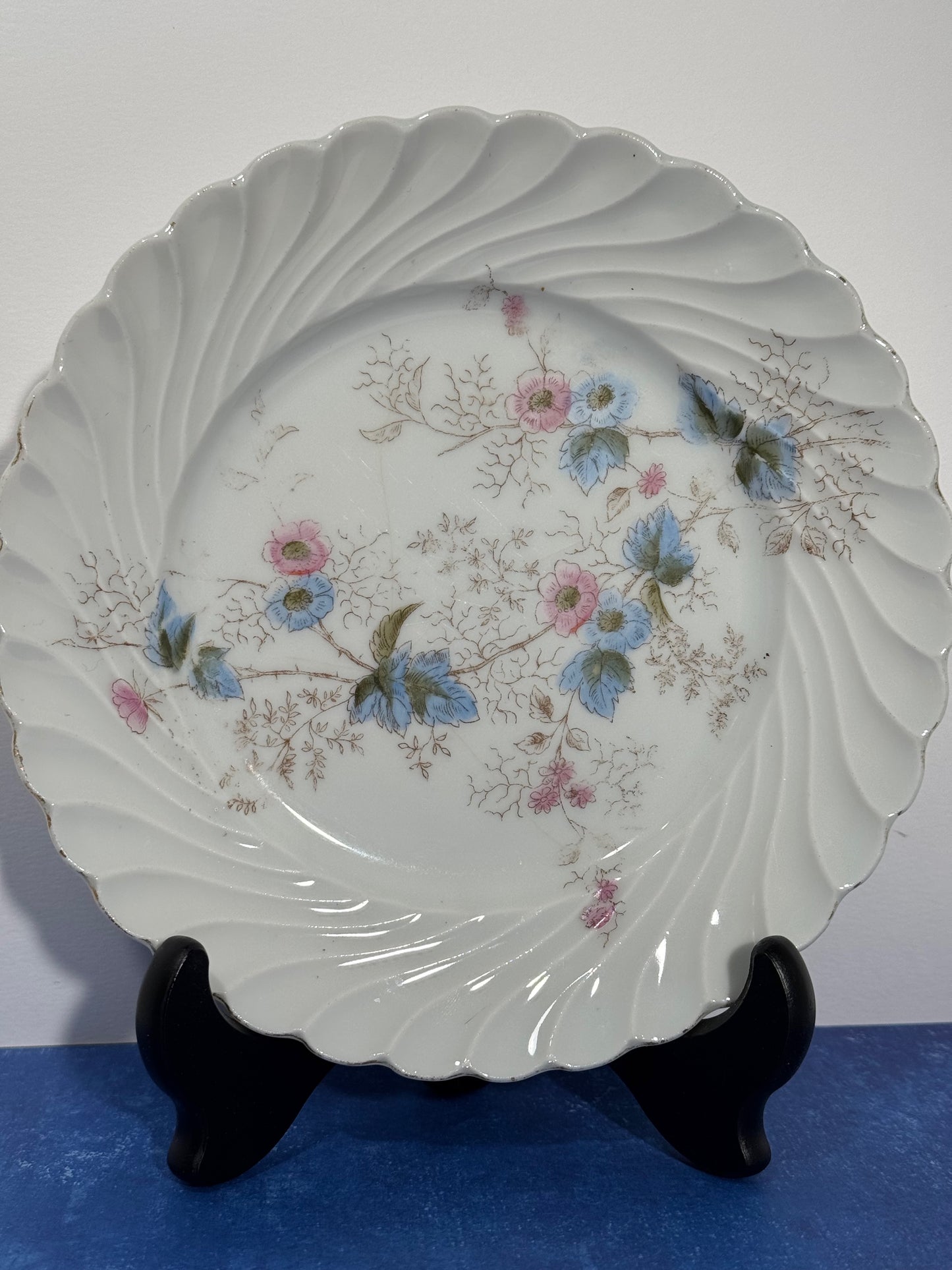 Set of 2 Carlsbad China Austria Pink & Blue Floral Plates