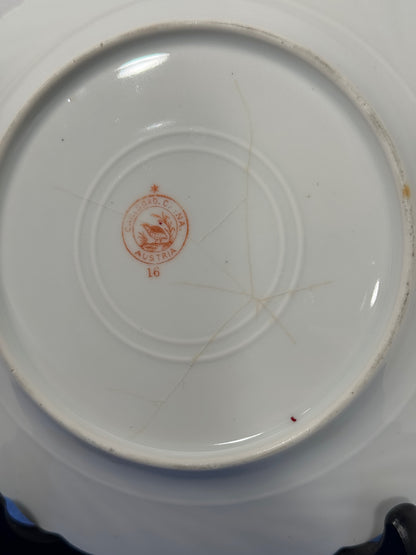 Set of 2 Carlsbad China Austria Pink & Blue Floral Plates