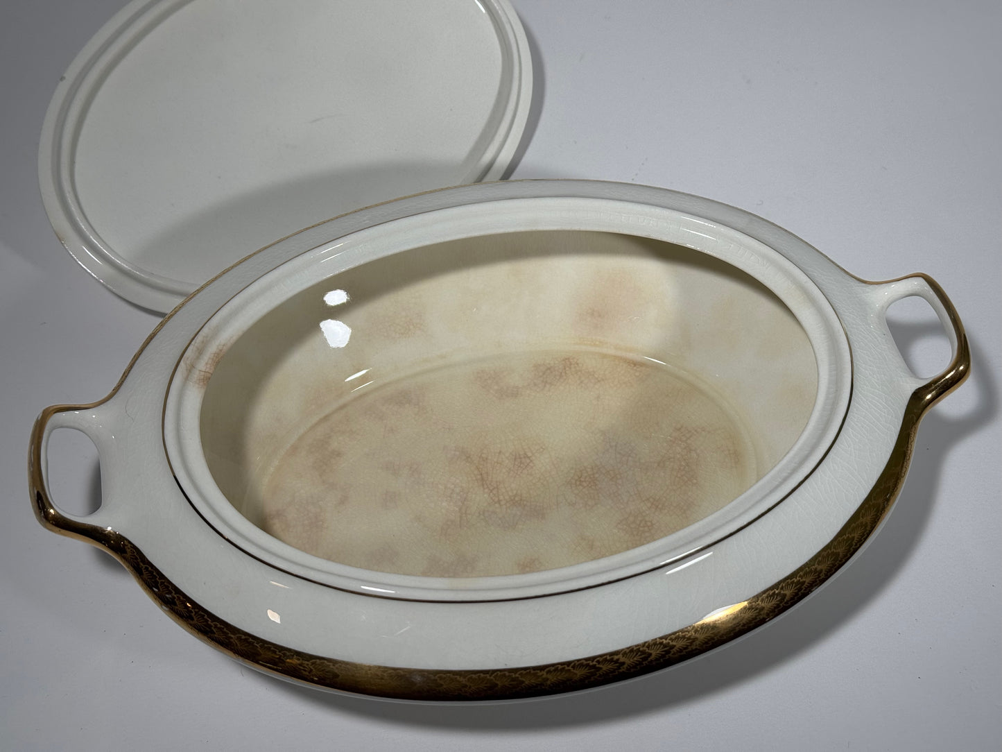 Saxon Gold and Blue Covered Serving Dish