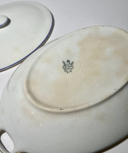 Saxon Gold and Blue Covered Serving Dish