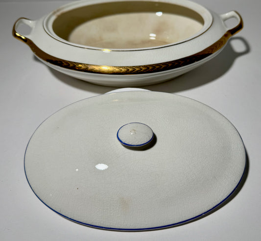 Saxon Gold and Blue Covered Serving Dish