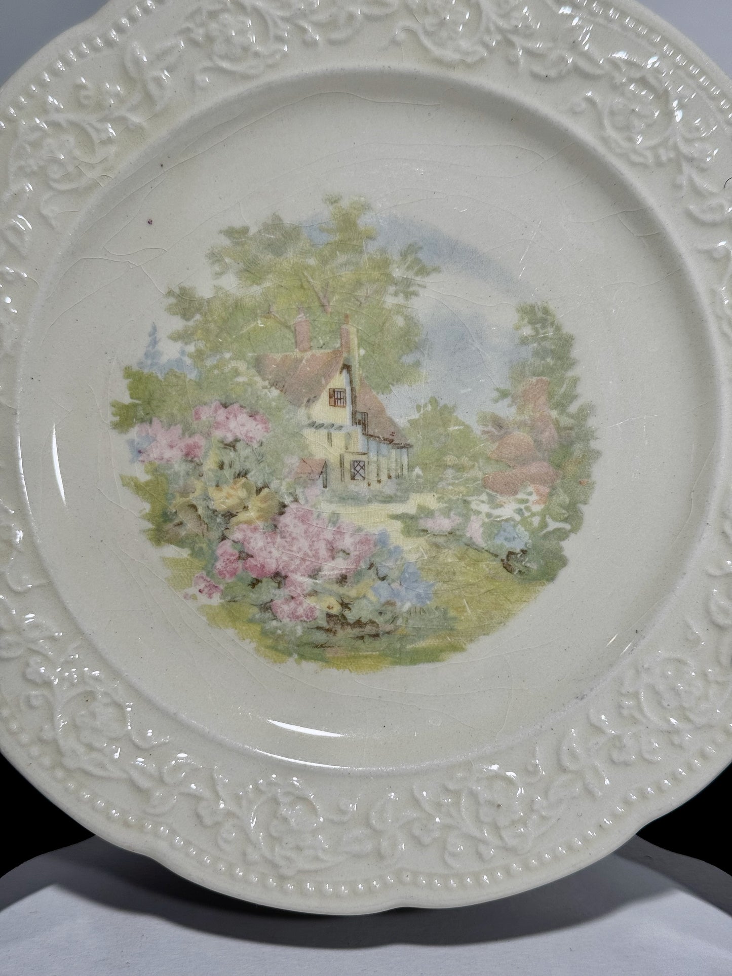 Set of 8 Edwin M. Knowles 33-4 and 34-7 Cottage Garden Flowers Dessert Plates