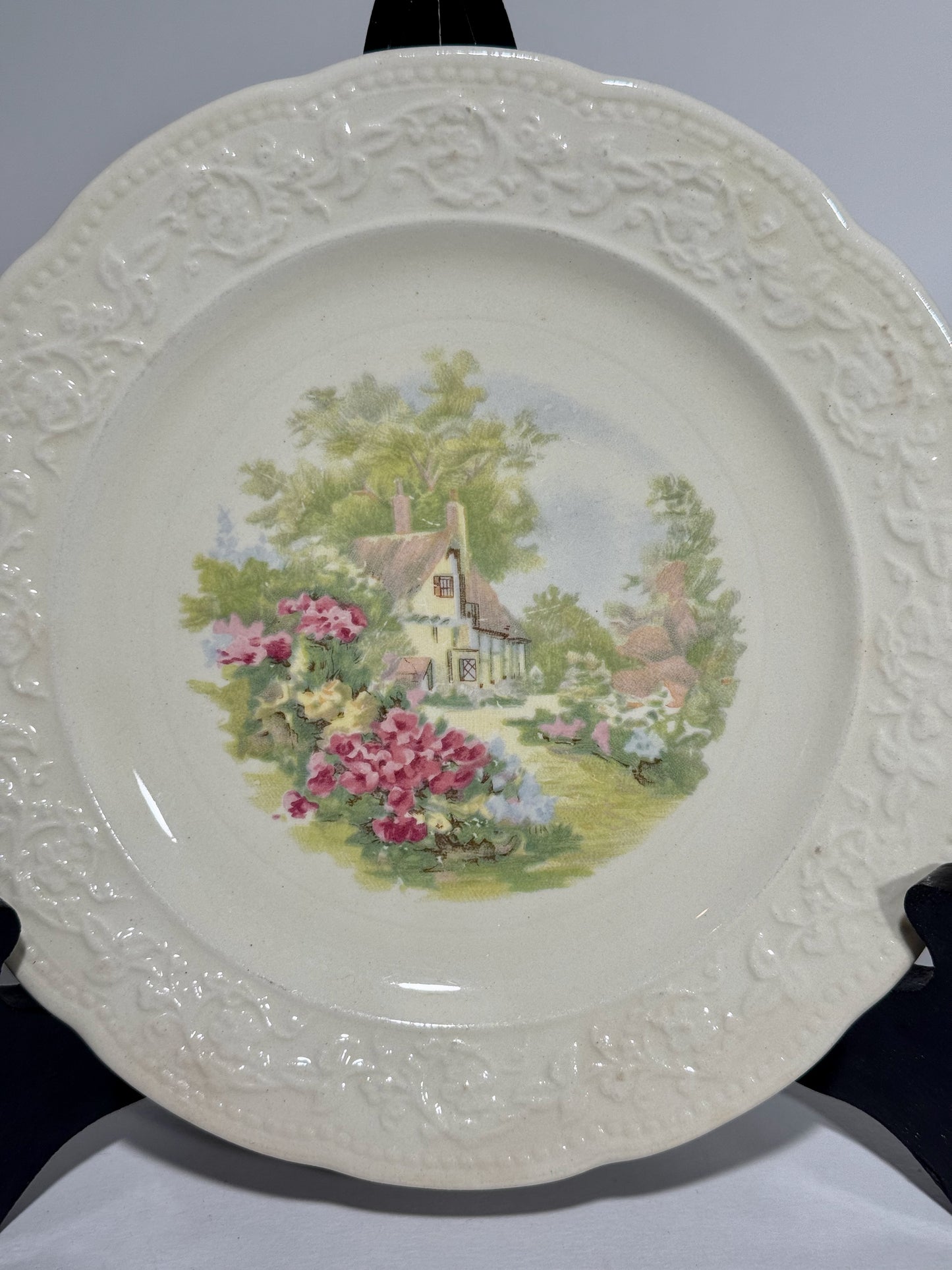 Set of 8 Edwin M. Knowles 33-4 and 34-7 Cottage Garden Flowers Dessert Plates