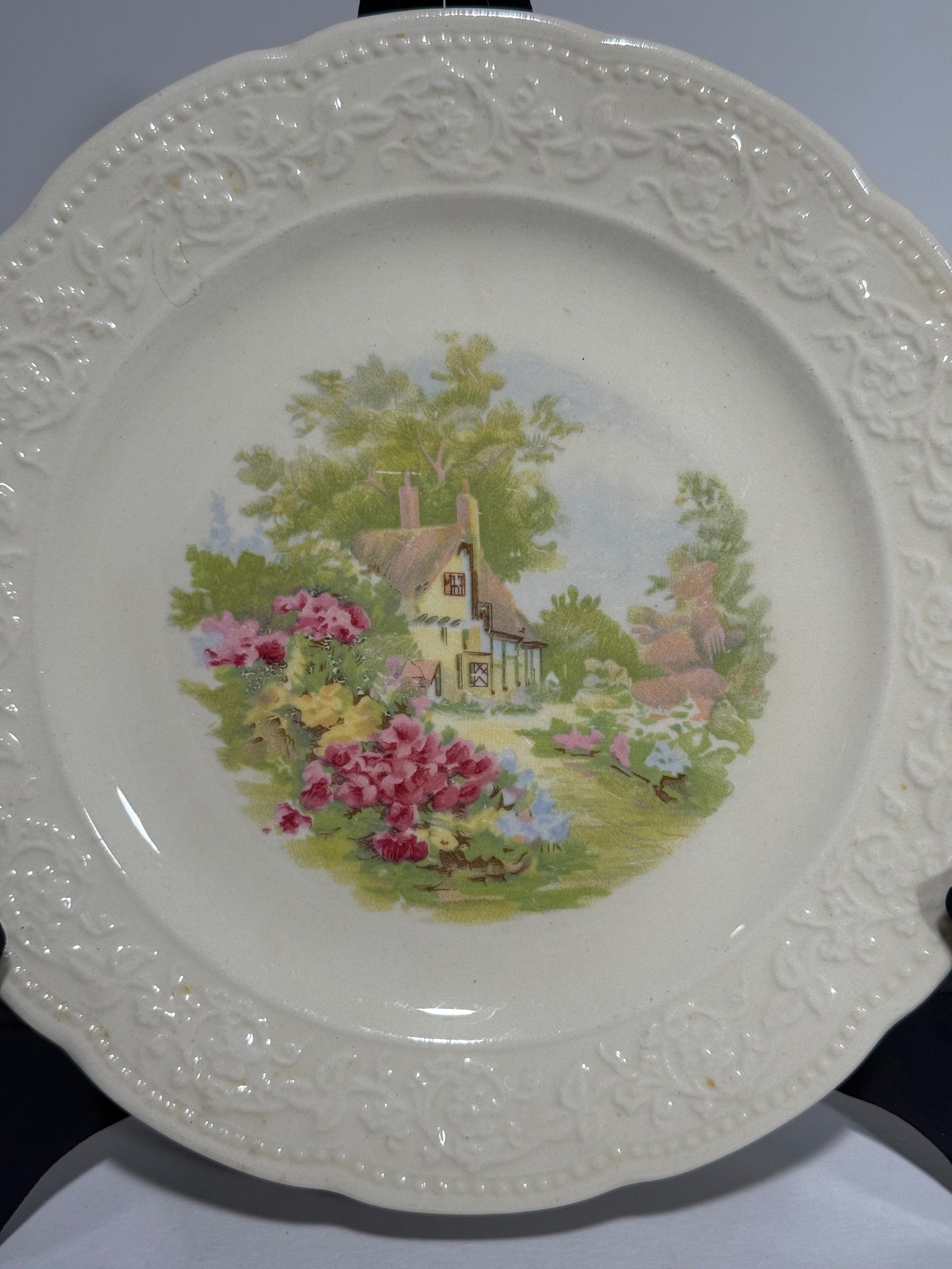 Set of 8 Edwin M. Knowles 33-4 and 34-7 Cottage Garden Flowers Dessert Plates