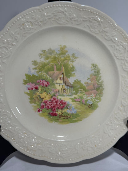 Set of 8 Edwin M. Knowles 33-4 and 34-7 Cottage Garden Flowers Dessert Plates