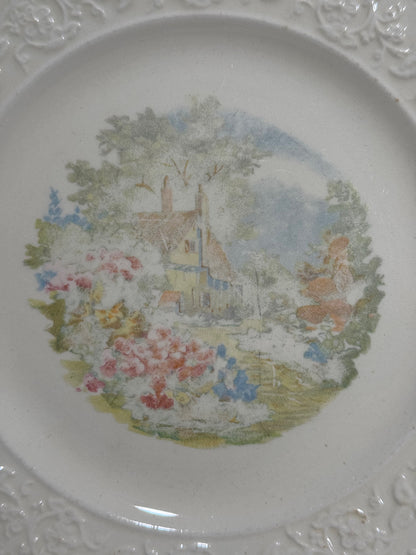 Set of 8 Edwin M. Knowles 33-4 and 34-7 Cottage Garden Flowers Dessert Plates