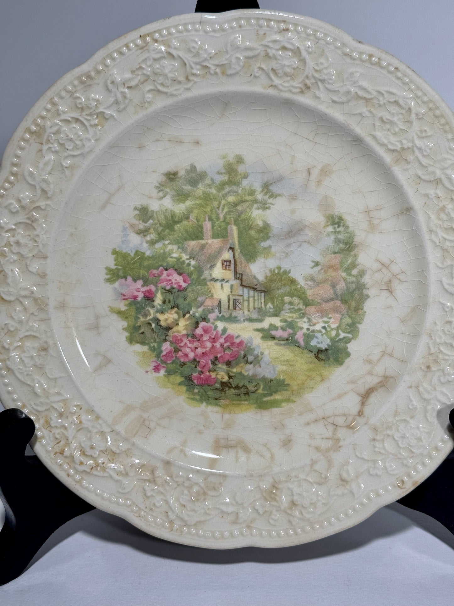 Set of 8 Edwin M. Knowles 33-4 and 34-7 Cottage Garden Flowers Dessert Plates