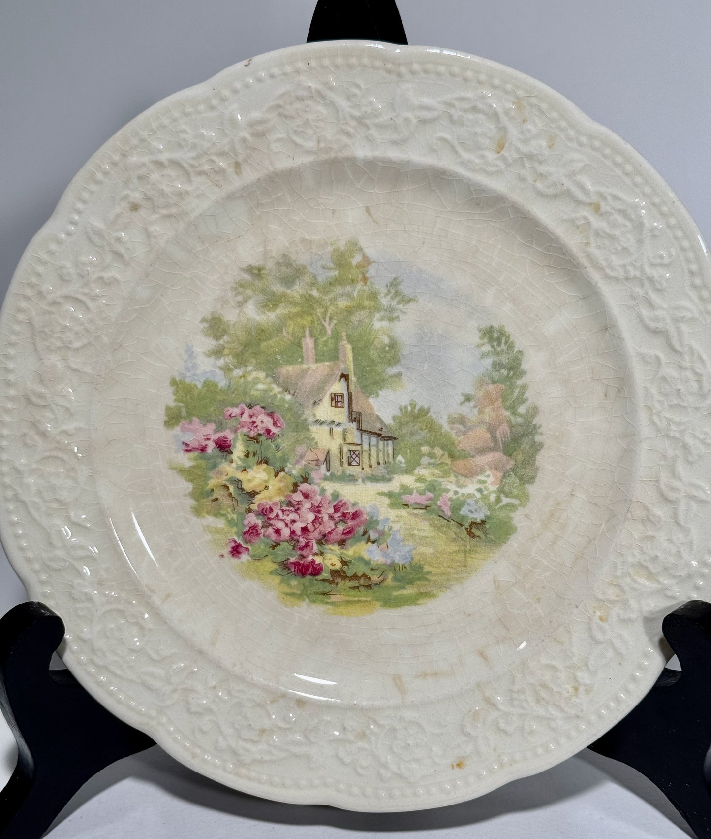 Set of 8 Edwin M. Knowles 33-4 and 34-7 Cottage Garden Flowers Dessert Plates
