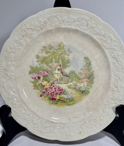 Set of 8 Edwin M. Knowles 33-4 and 34-7 Cottage Garden Flowers Dessert Plates