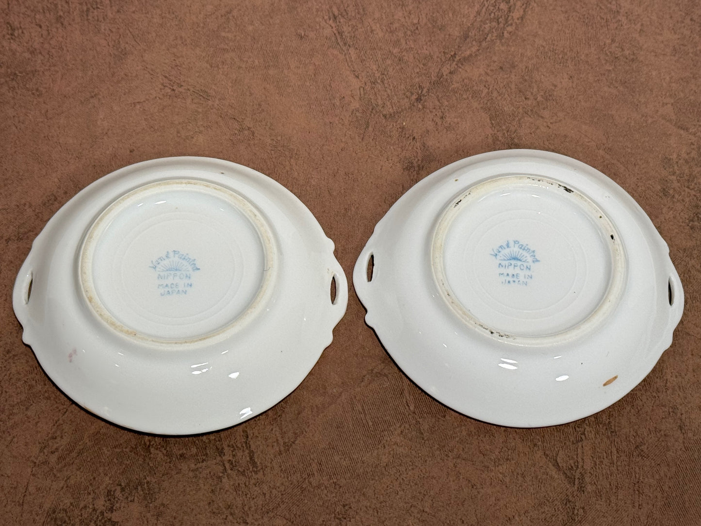 Set of 2 Hand-painted Nippon Butter Pats with Roses