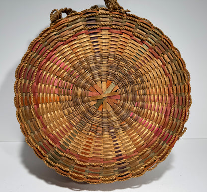 Vintage Wabanaki Ash Sweetgrass Hand-Woven Basket Drum Purse
