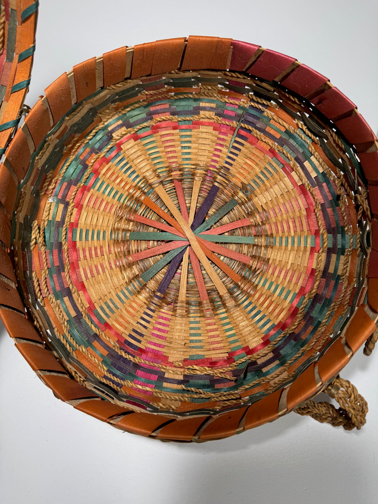 Vintage Wabanaki Ash Sweetgrass Hand-Woven Basket Drum Purse