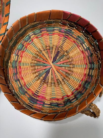 Vintage Wabanaki Ash Sweetgrass Hand-Woven Basket Drum Purse